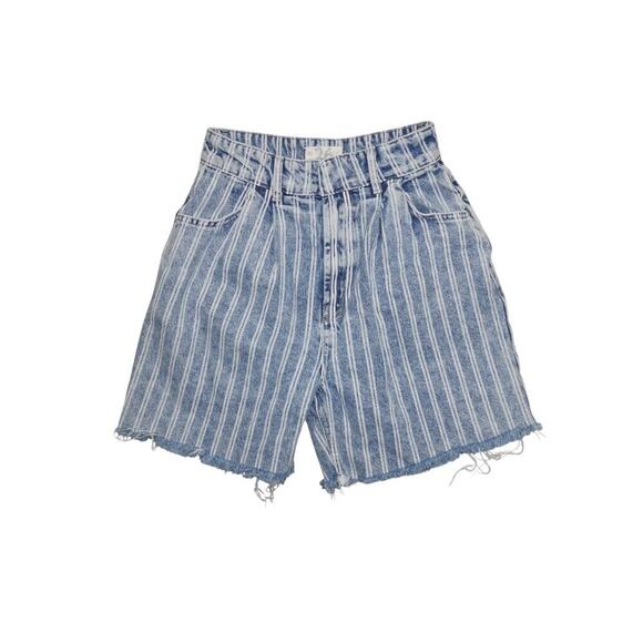 We The Free by Free People Striped Denim Shorts Size 26 - Picture 1 of 7